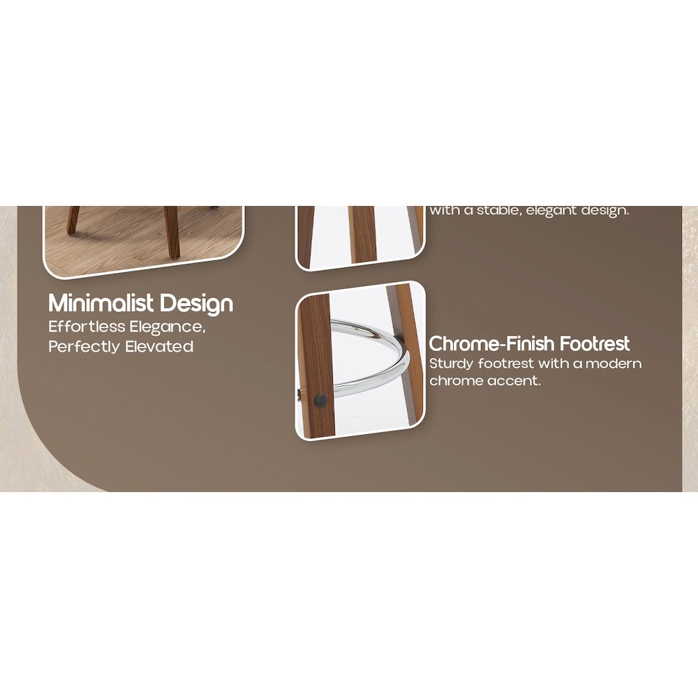 Wooden Counter Stool Pelya Collection Modern Style Walnut color in Cream. Picture 24