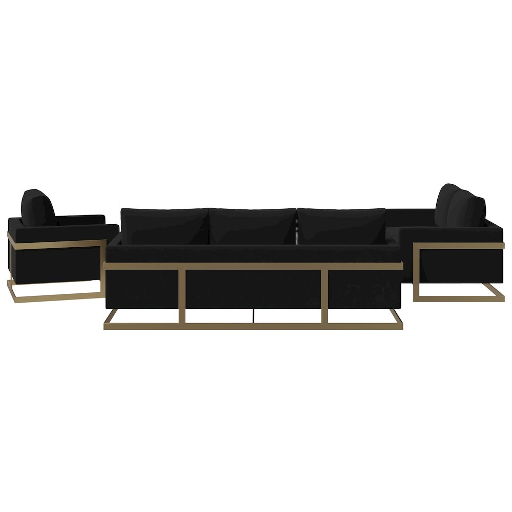 Lincoln 3-Piece Velvet Living Room Sofa Set With Gold Frame. Picture 12
