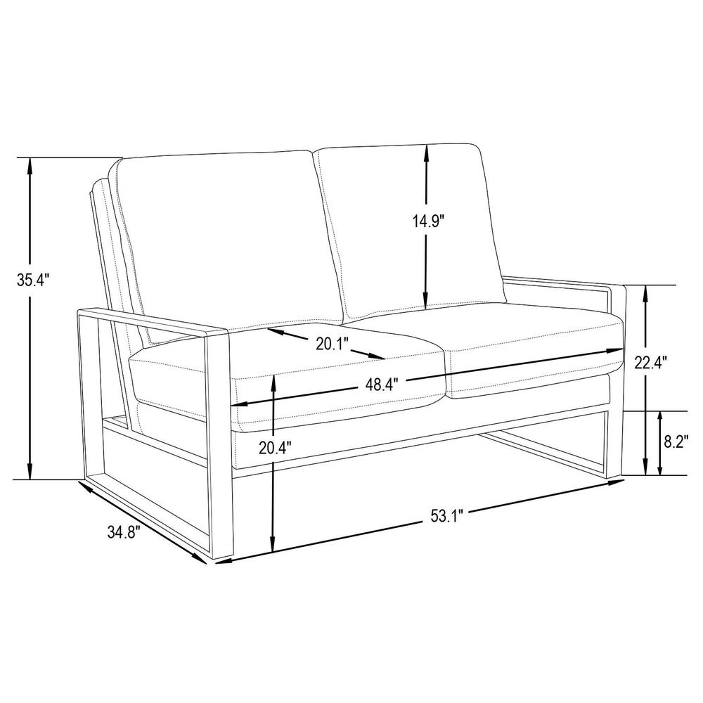 Leisuremod Jefferson Contemporary Modern Velvet Loveseat With Silver Frame, Beige. Picture 2
