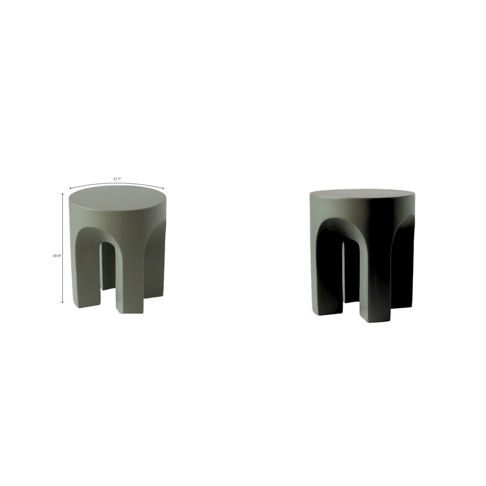 Crus Collection Fiberglass Outdoor Side Table in Grey. Picture 16