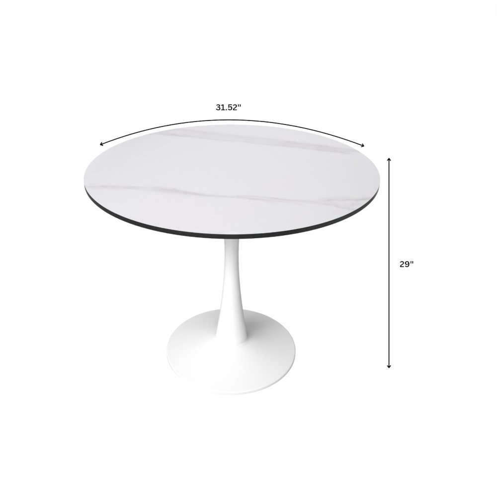Bristol 31" round dining table White base with White Sintered stone Top. Picture 18
