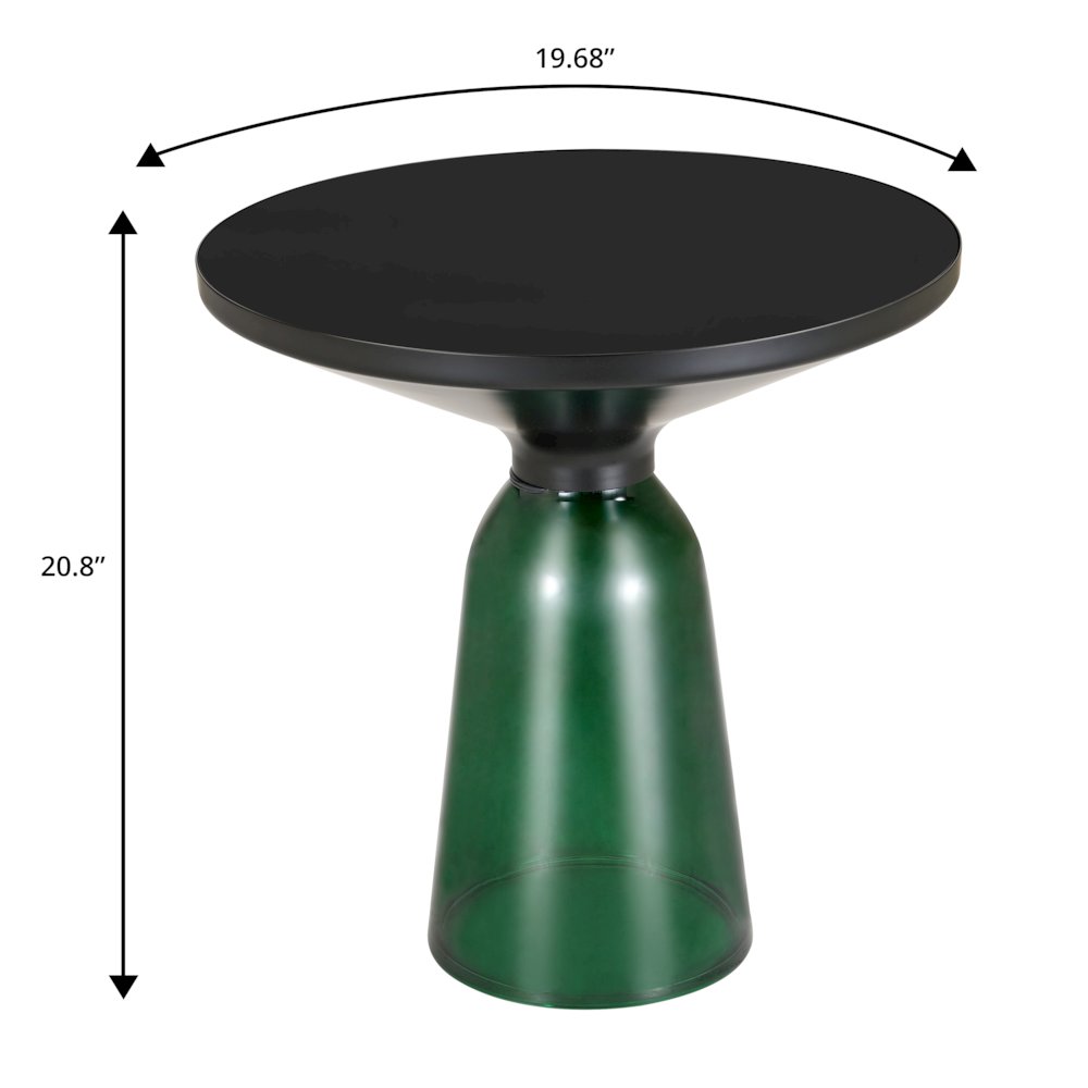 Tully Collection Glass side Table Green glass, Black Rim with Black Glass top. Picture 18