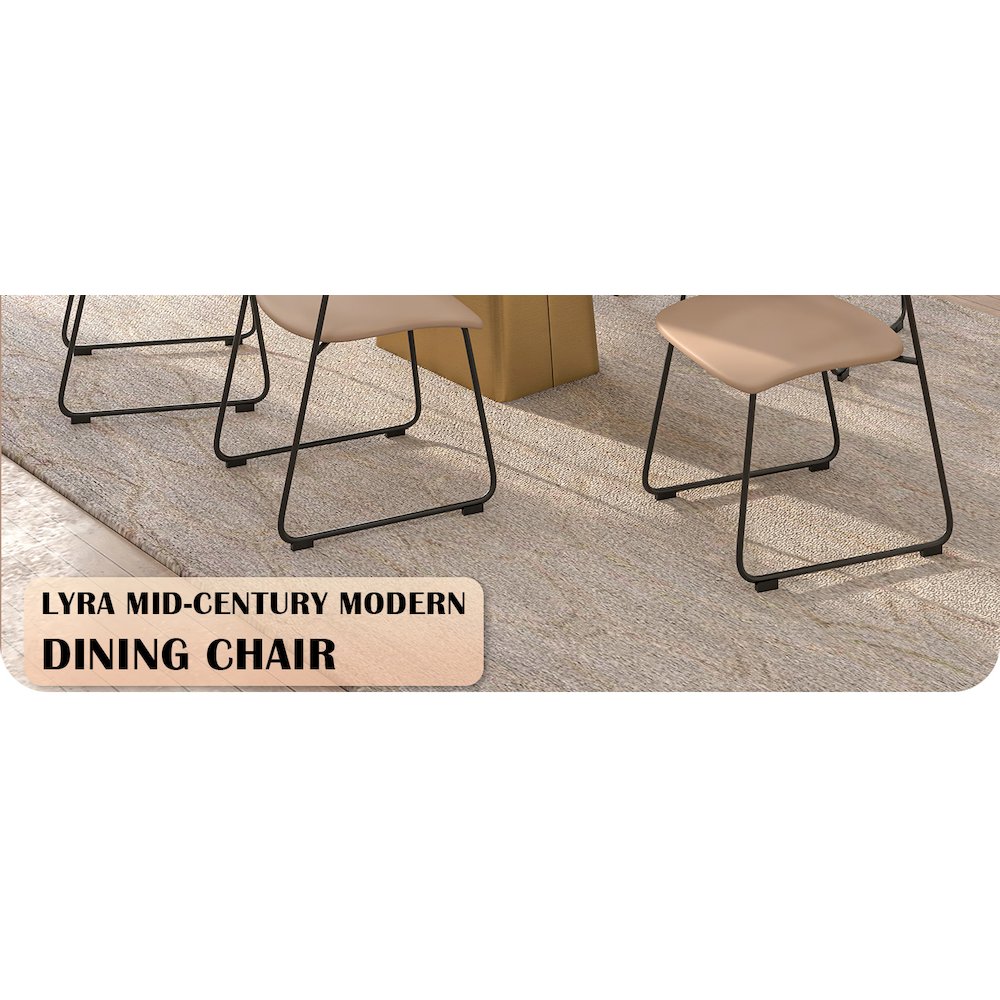 Lyra Collection Modern Chair in Dark Wood back and Taupe Seat. Picture 6