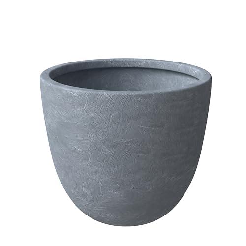 Dahlia Series Poly Stone Planter in Aged Concrete 14.4 Dia, 10.8 High. Picture 1