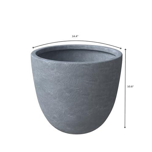 Dahlia Series Poly Stone Planter in Aged Concrete 14.4 Dia, 10.8 High. Picture 6