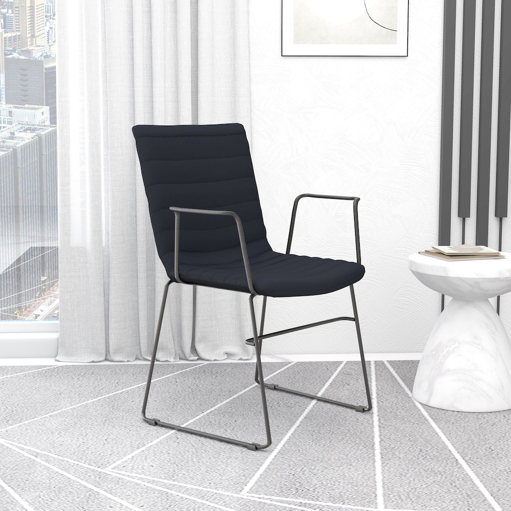 Zylar Series Office Guest Arm Chair in Black Leather. Picture 12