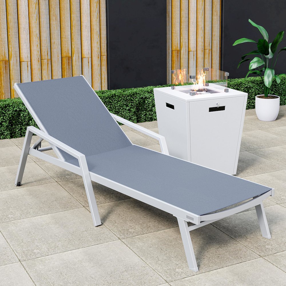 Marlin Modern White Aluminum Outdoor Patio Chaise Lounge Chair. Picture 16