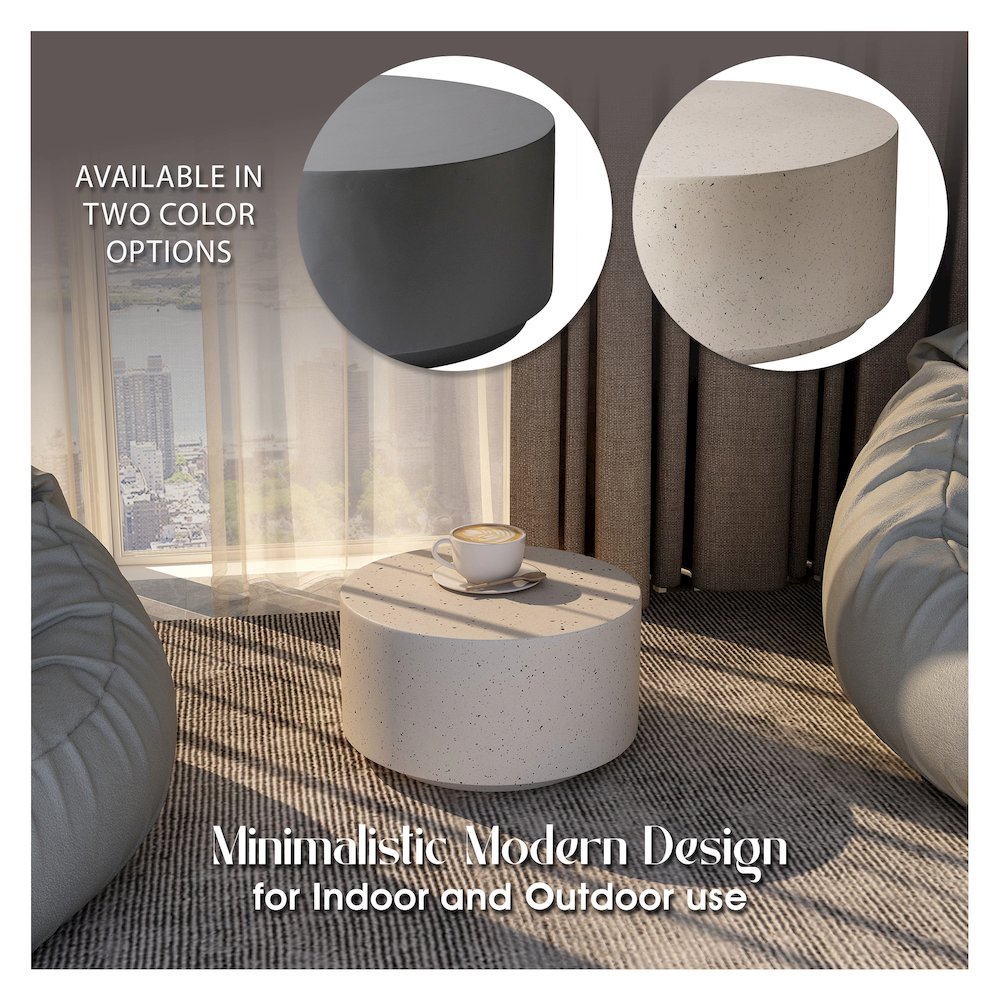 Terra Collection Fiberglass Outdoor Coffee Table In White. Picture 5