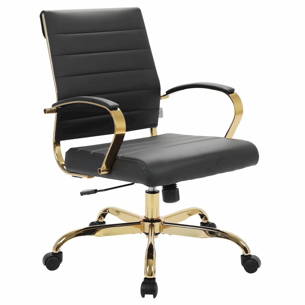 Benmar Home Leather Office Chair With Gold Frame. Picture 2