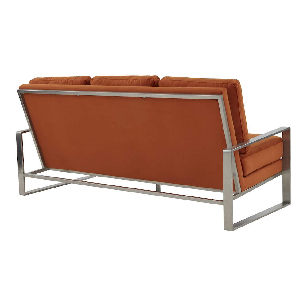 Jefferson Contemporary Modern Design Velvet Sofa With Silver Frame. Picture 5