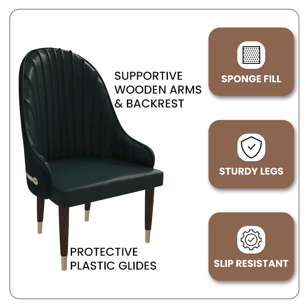Elara Collection Wooden Dining Chair in Two-Tone Green Set of 2. Picture 6