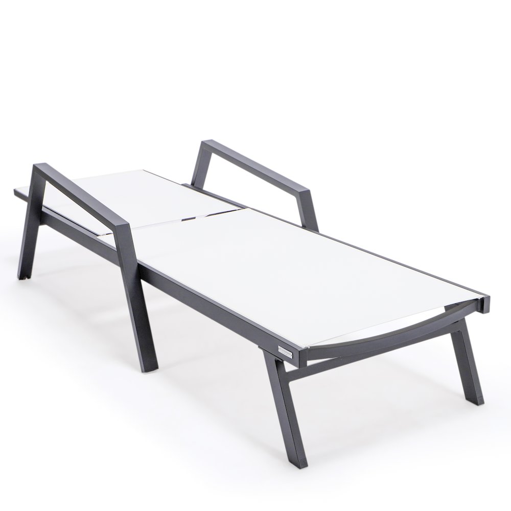 Marlin Patio Chaise Lounge Chair With Armrests in Black Aluminum Frame. Picture 6