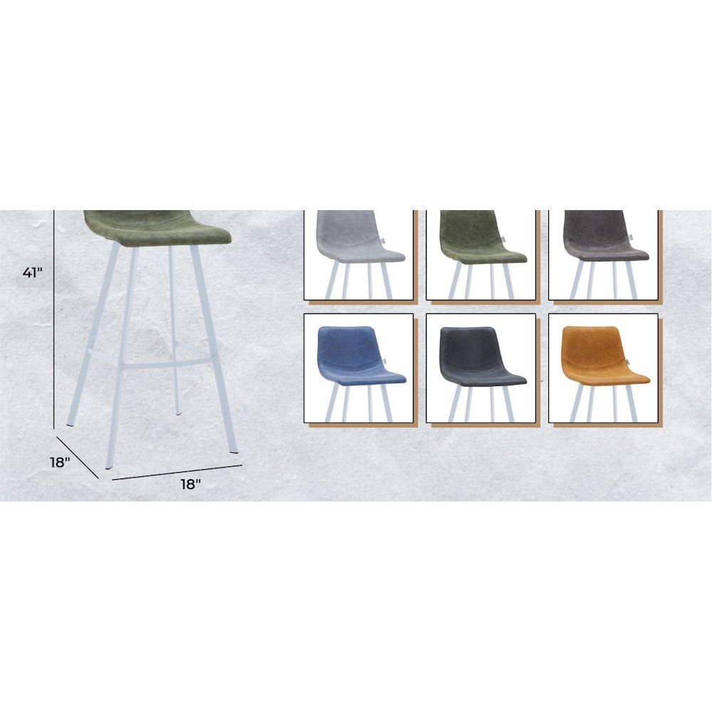 Elland - Bar stool - Olive Green- White Base. Picture 12