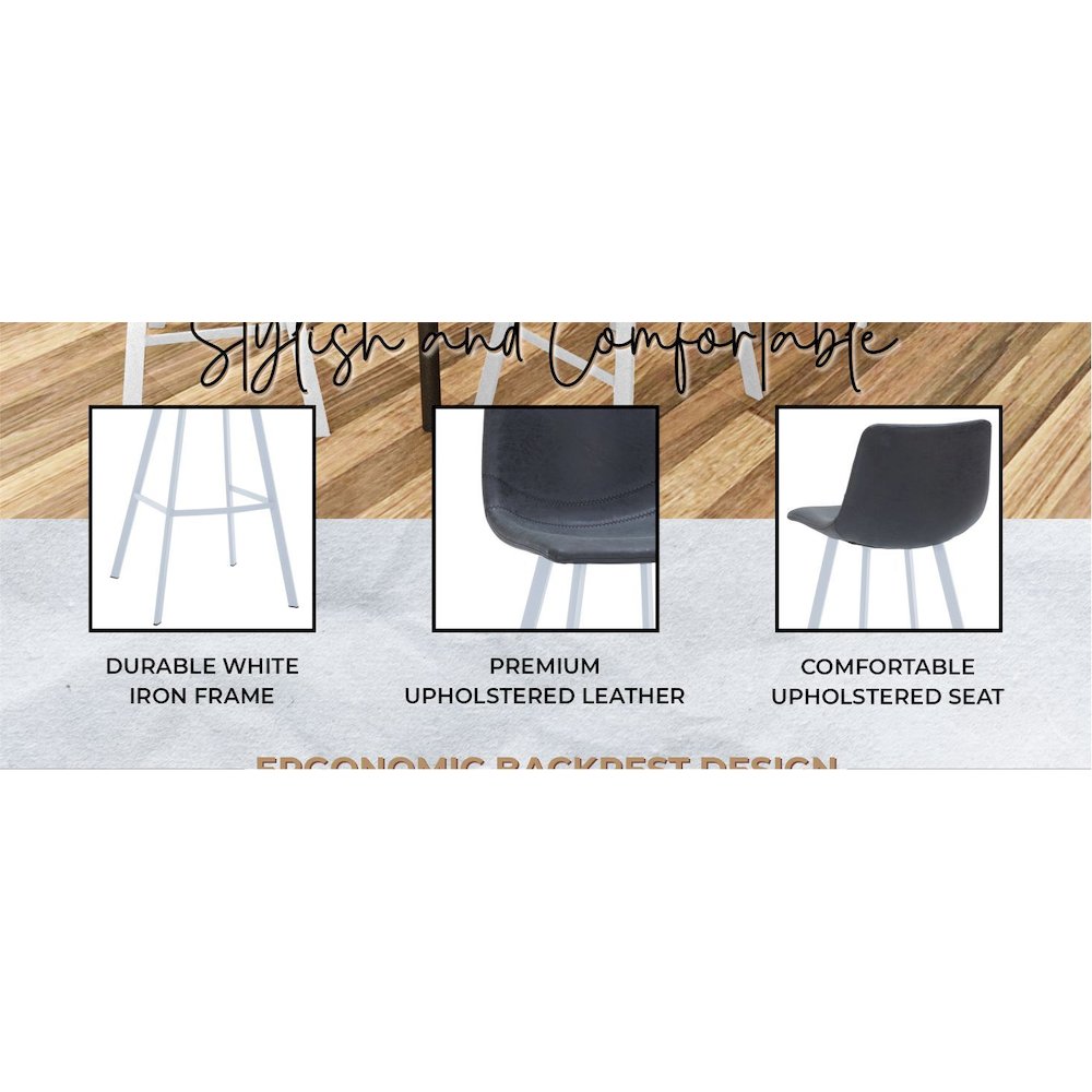 Elland - Bar stool -Charcoal Black- White Base. Picture 17