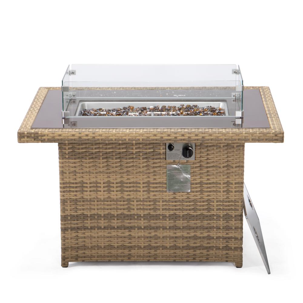 Mace Wicker Patio Modern Propane Fire Pit Table. Picture 12