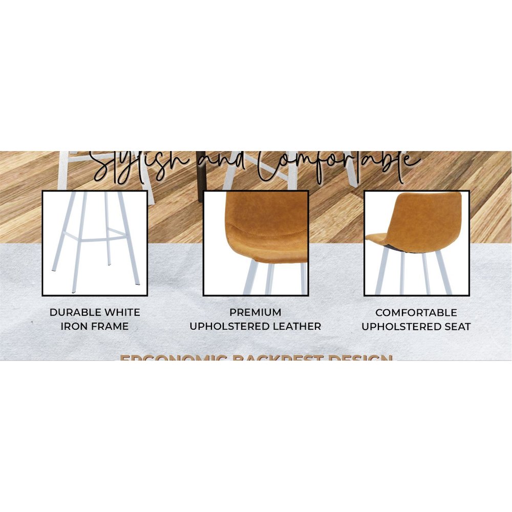 Elland - Bar stool - Light Brown - White Base. Picture 14