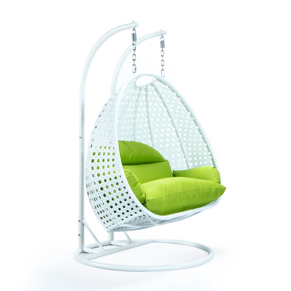 White Wicker Hanging 2 person Egg Swing Chair. Picture 4