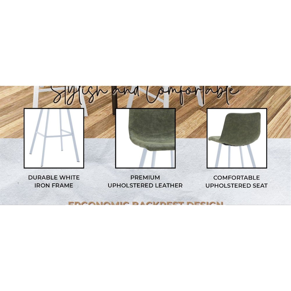 Elland - Bar stool - Olive Green- White Base. Picture 14