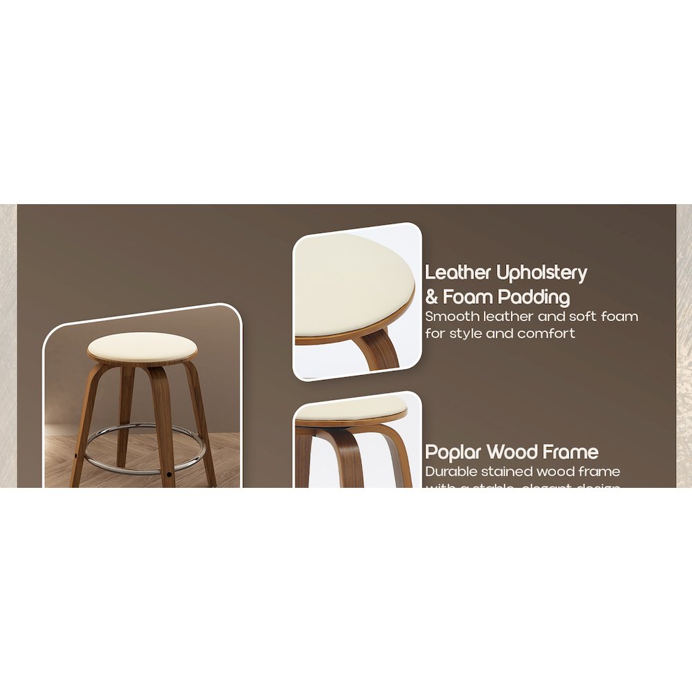 Wooden Counter Stool Pelya Collection Modern Style Walnut color in Light Taupe. Picture 28