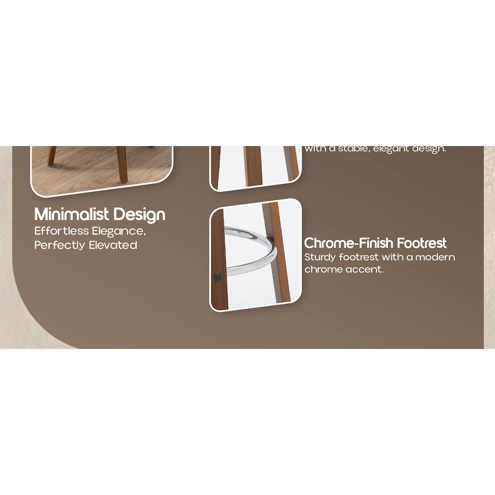 Wooden Counter Stool Pelya Collection Modern Style Walnut color in Light Taupe. Picture 25