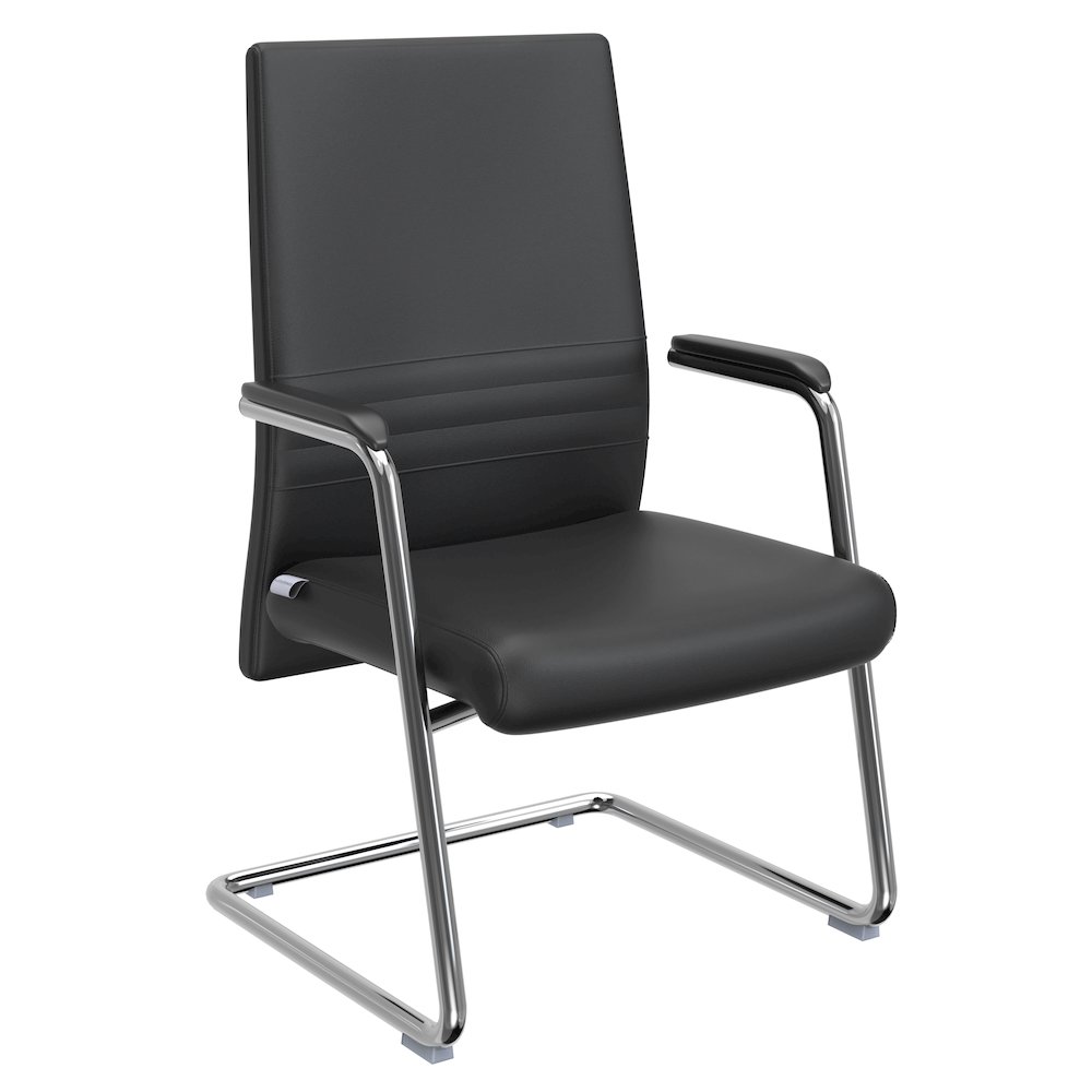 Aleen Series Guest Office Chair In Black Leather. Picture 29