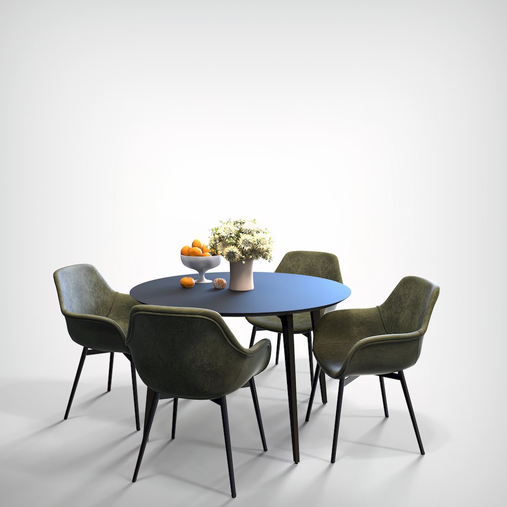 Markley Modern Leather Dining Arm Chair With Metal Legs. Picture 19