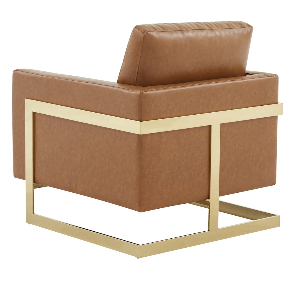 Lincoln Leather Accent Armchair With Gold Frame. Picture 8