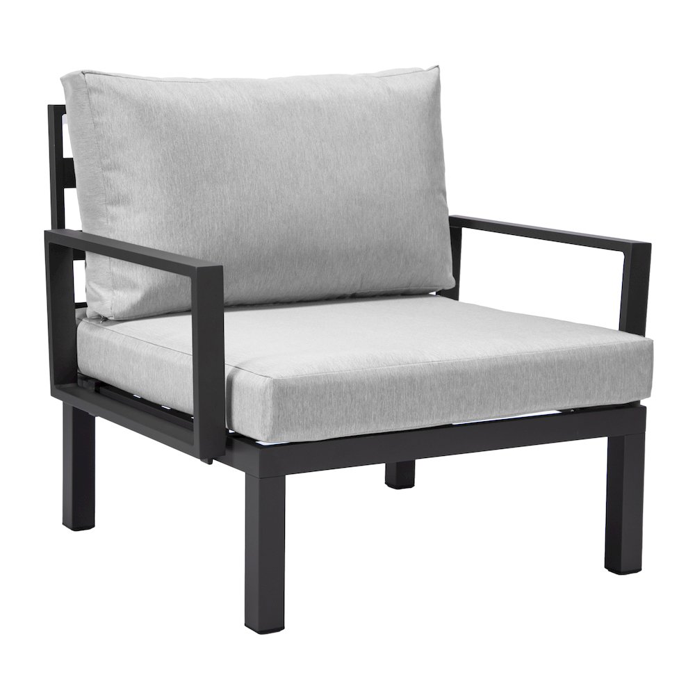 Hamilton Aluminum Patio Armchairs With Cushions Set of 2 in Light Grey. Picture 7