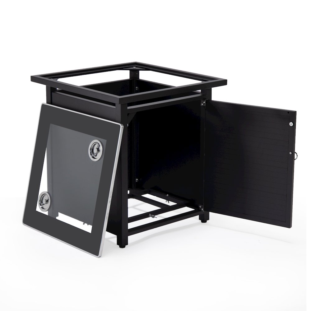 Walbrooke Black Patio Square Tank Holder with Slats Design in Black. Picture 3
