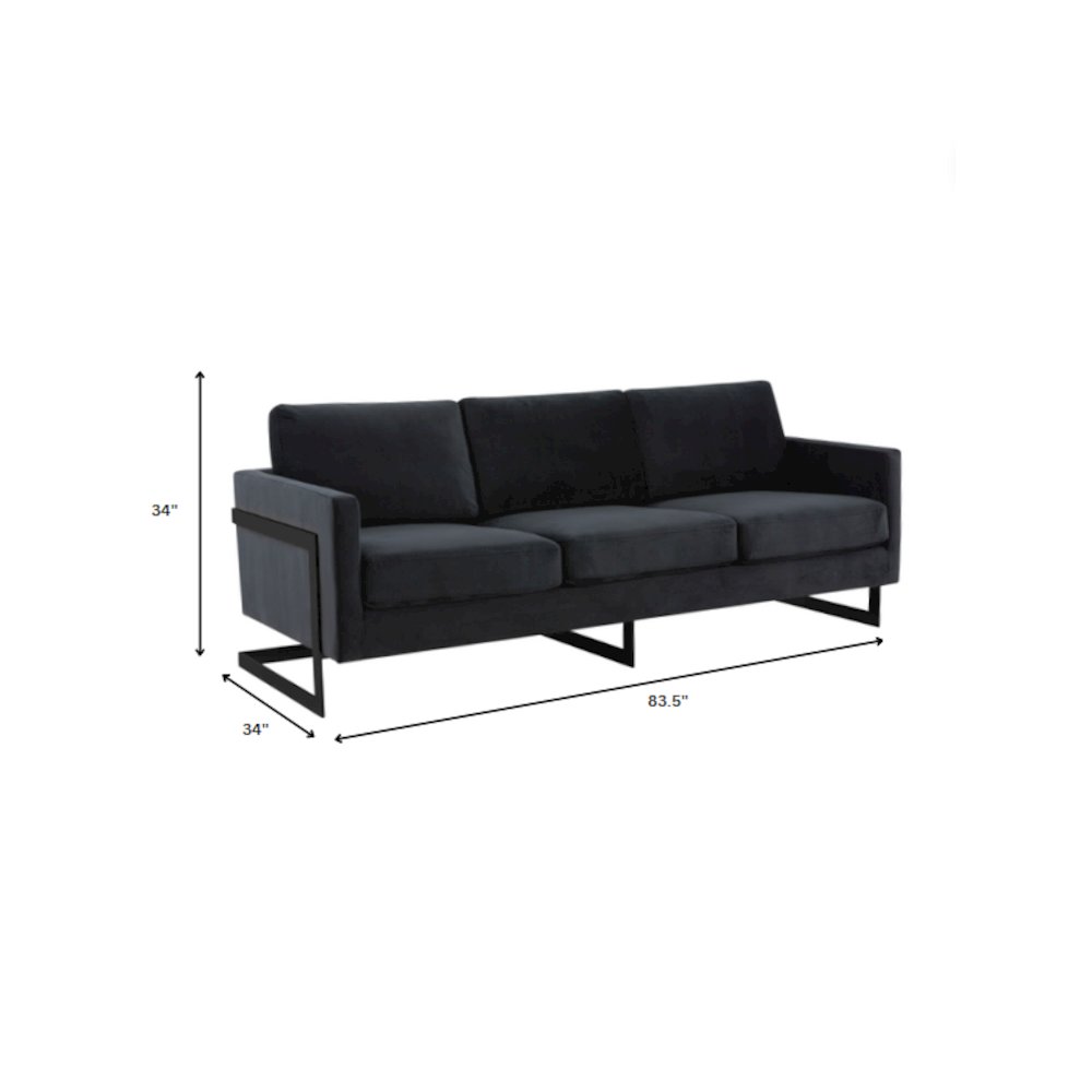 Lincoln Black Velvet Sofa With Black Frame. Picture 1