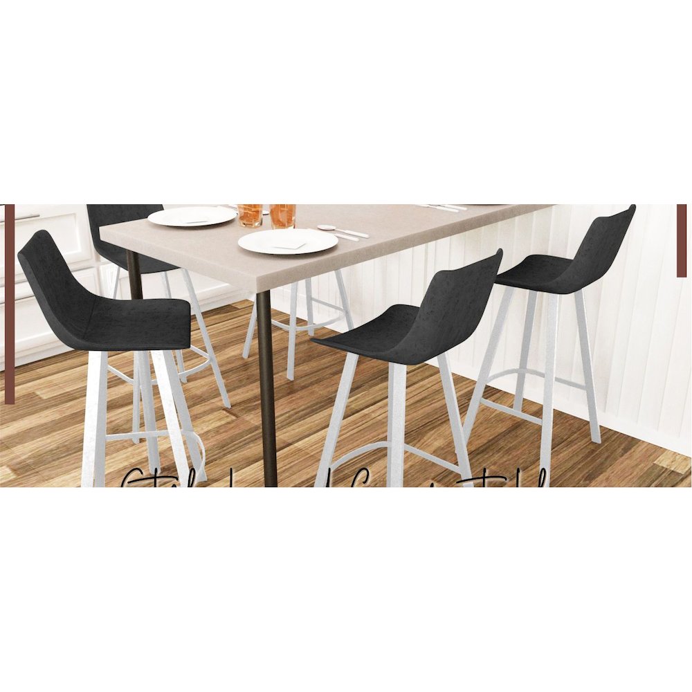 Elland - Bar stool -Charcoal Black- White Base. Picture 15