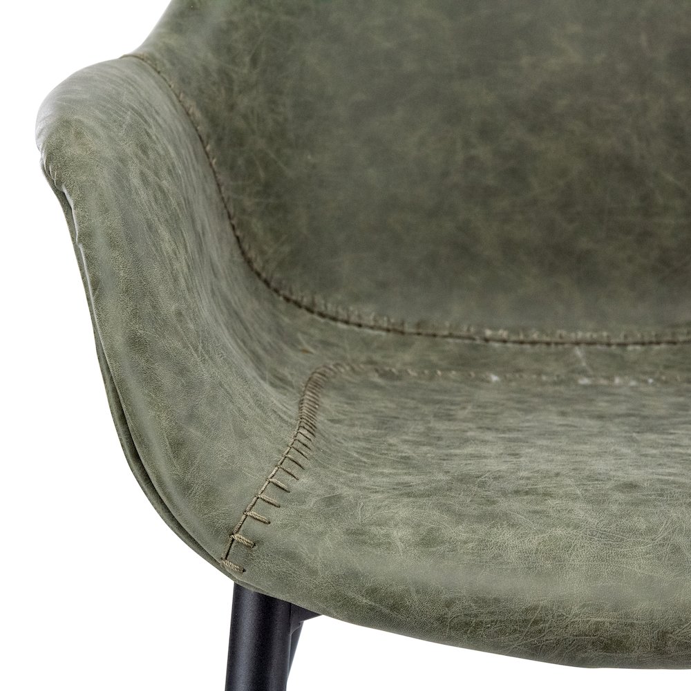 Markley Modern Leather Dining Arm Chair With Metal Legs. Picture 7