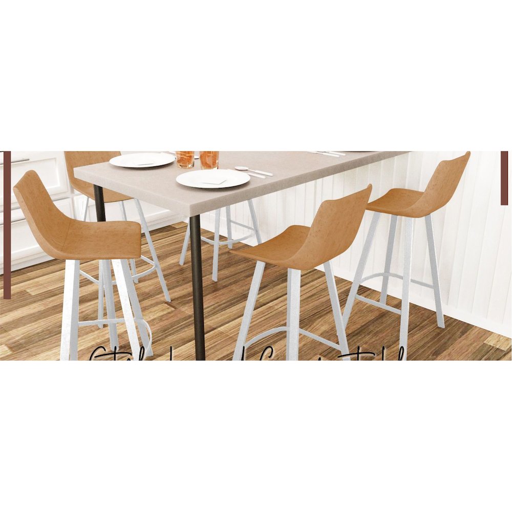 Elland - Bar stool - Light Brown - White Base. Picture 16