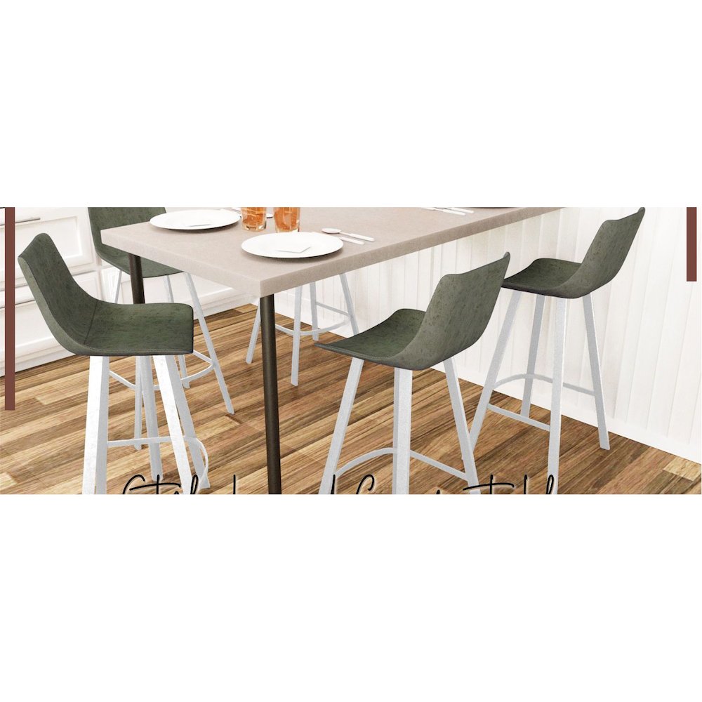 Elland - Bar stool - Olive Green- White Base. Picture 16
