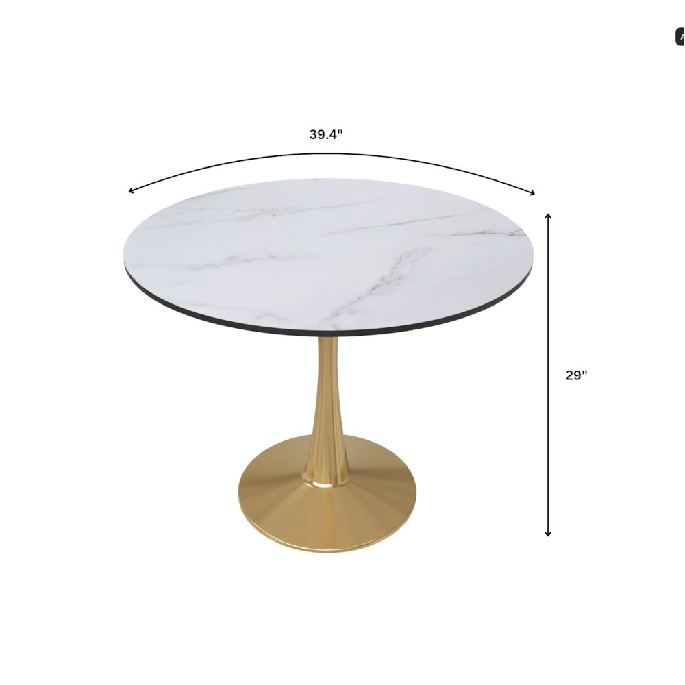 Bristol 40" round dining table Gold base with marbled MDF top. Picture 22
