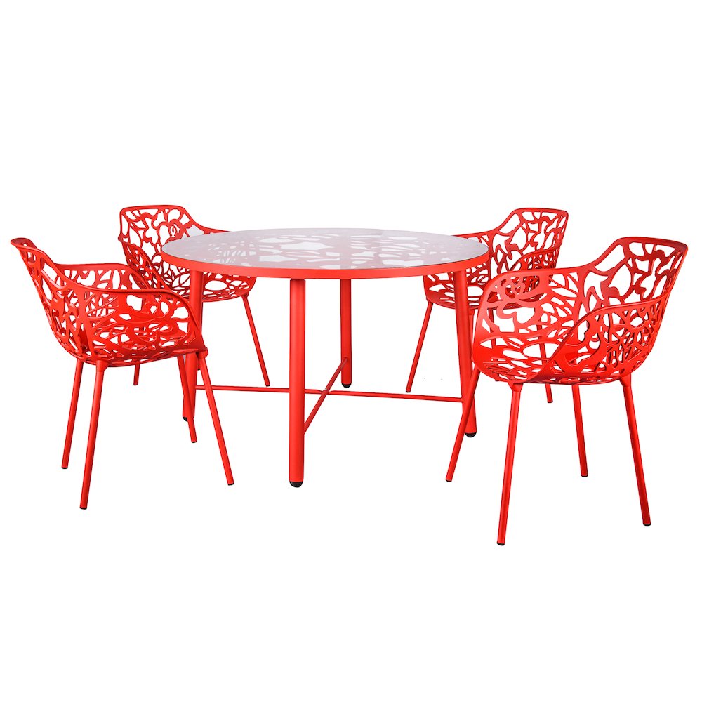 Devon Tree Design Glass Top Aluminum Base Indoor Outdoor Dining Table. Picture 3