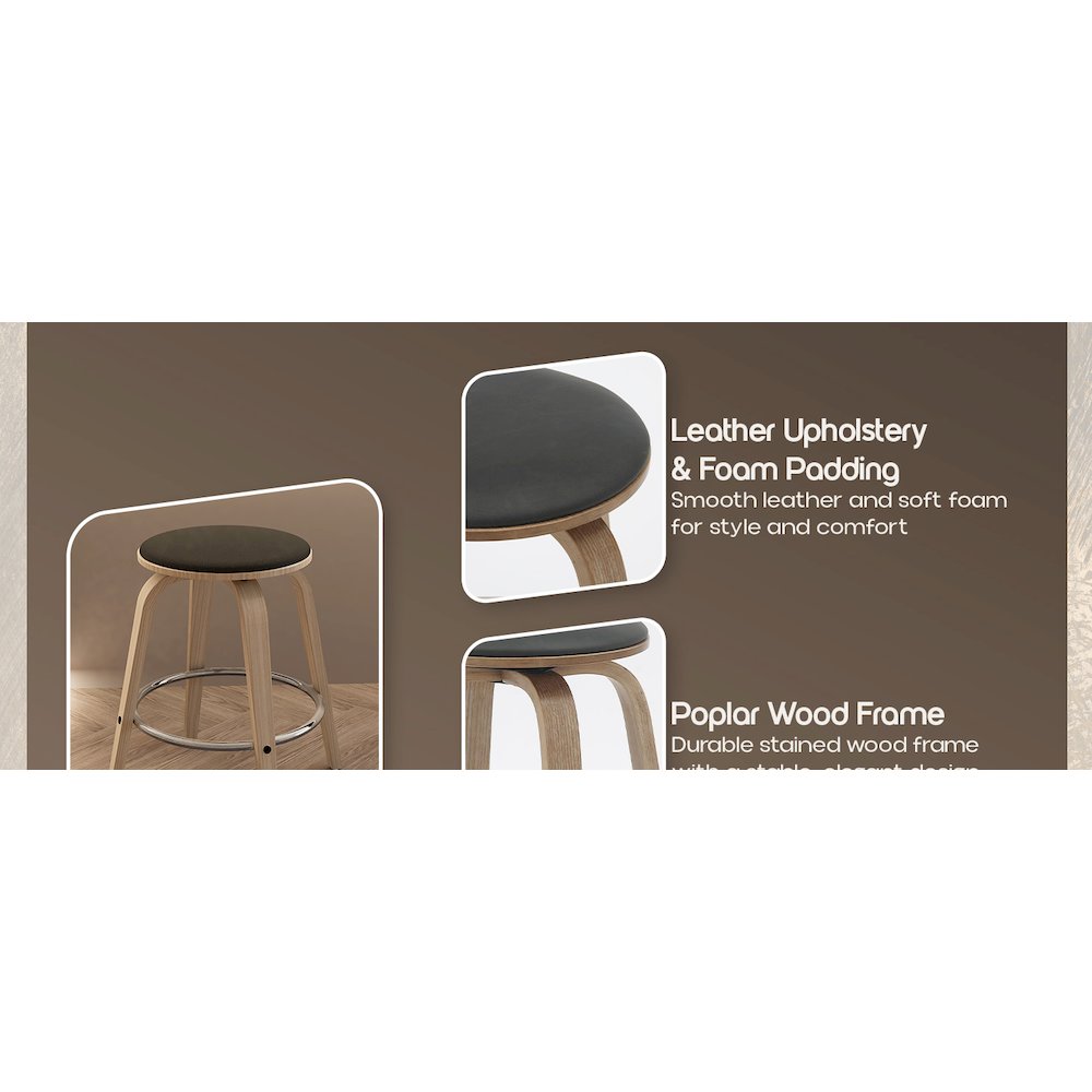 Wooden Counter Stool Pelya Collection Modern Style Washed Walnut color in Black. Picture 24