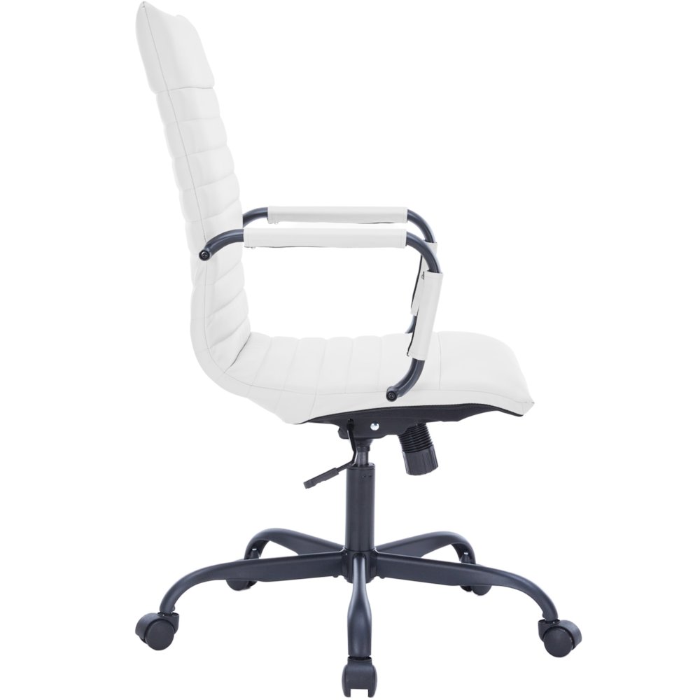 Harris Leather Home High-Back Office Chair in White With Black Frame. Picture 11