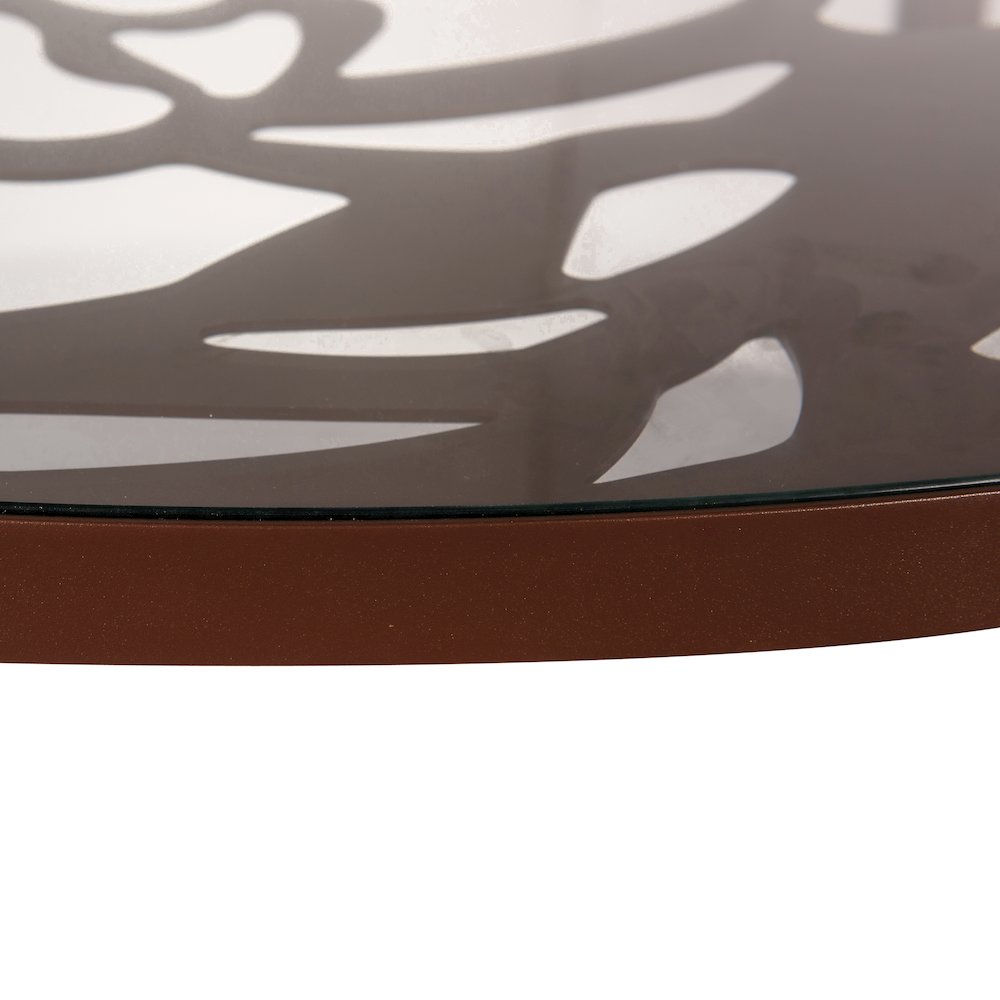 Devon Tree Design Glass Top Aluminum Base Indoor Outdoor Dining Table. Picture 5