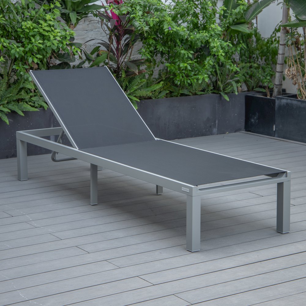 Marlin Modern Grey Aluminum Outdoor Patio Chaise Lounge Chair. Picture 18