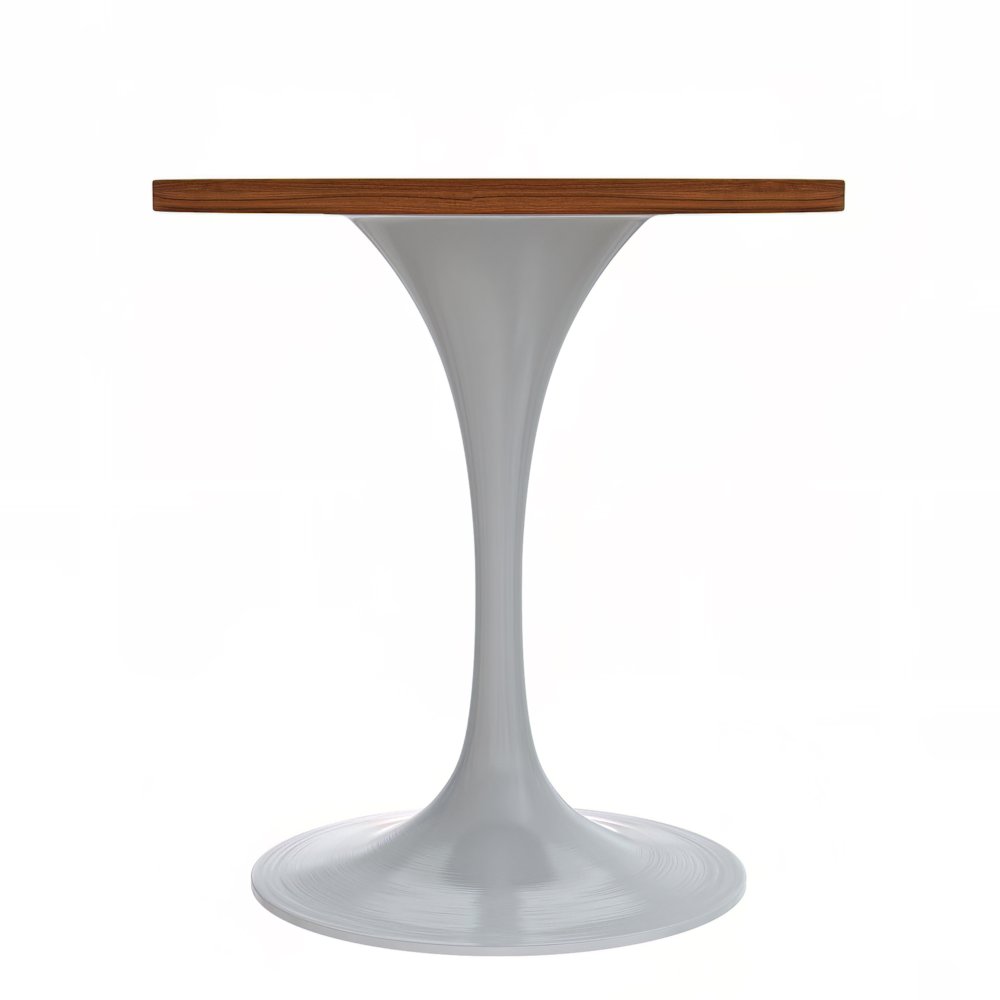 Verve Collection 27 Round Dining Table, White Base with Cognac Brown MDF Top. Picture 6