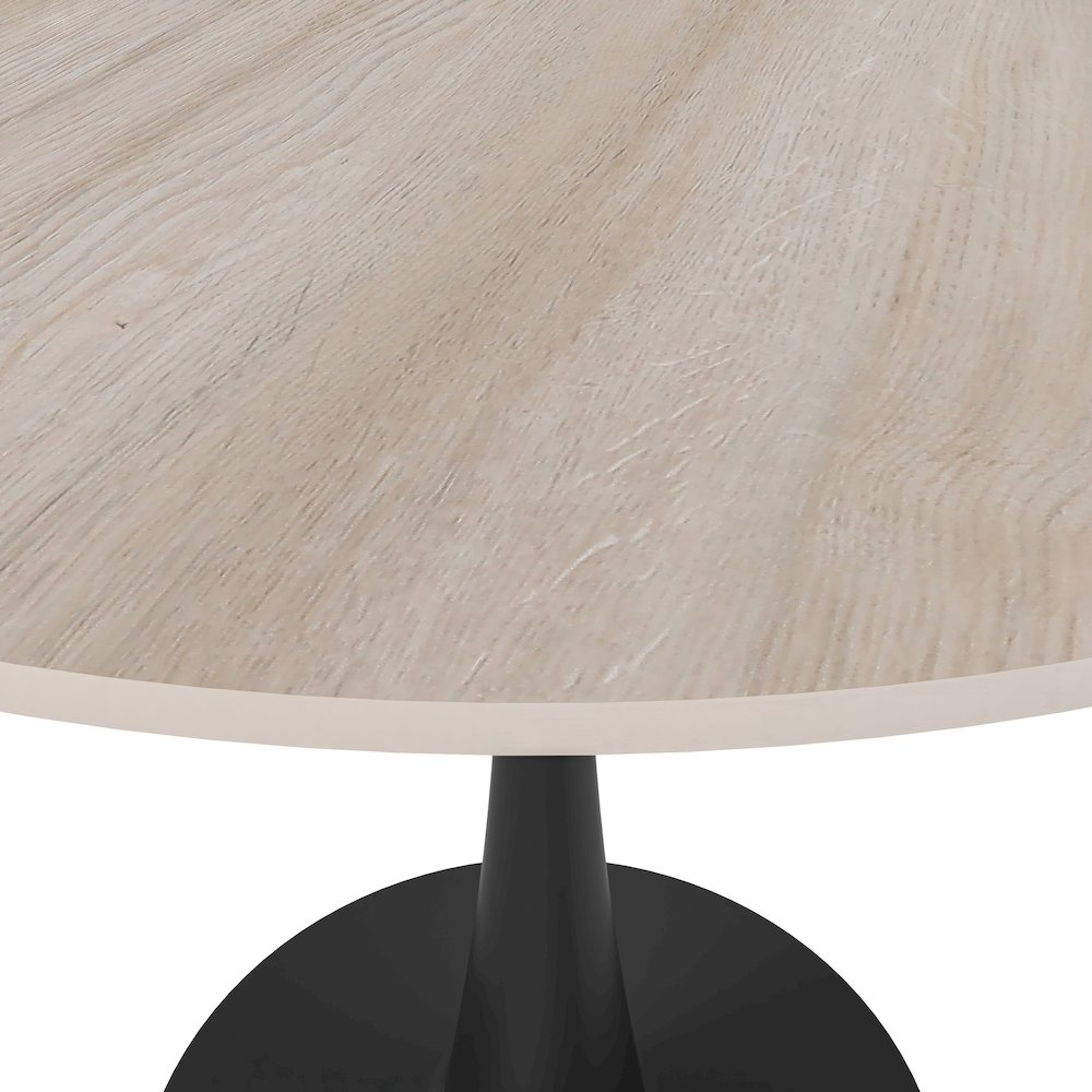 Bristol 35" Round Dining Table Black Base with Sintered Stone Natural Wood Top. Picture 8