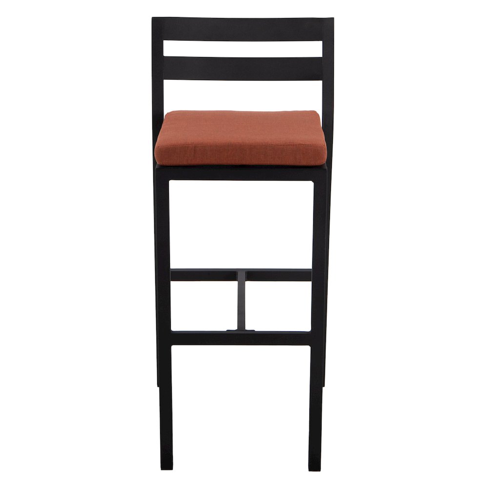 Chelsea Collection Modern Aluminum Outdoor Chair in black with Orange Cushions. Picture 6