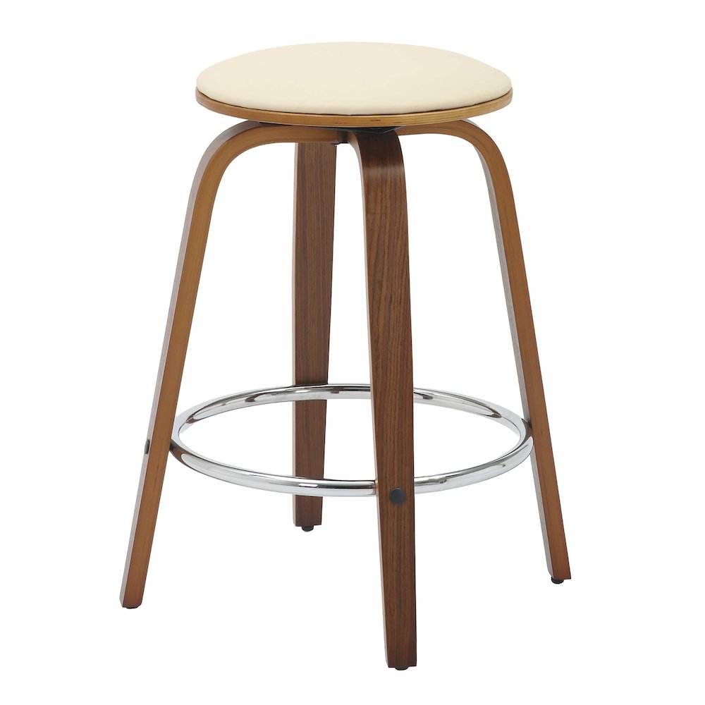 Wooden Counter Stool Pelya Collection Modern Style Walnut color in Cream. Picture 12