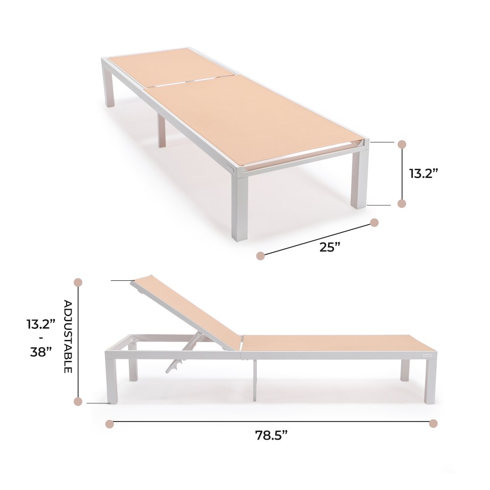 Marlin Patio Chaise Lounge Chair With White Aluminum Frame. Picture 3