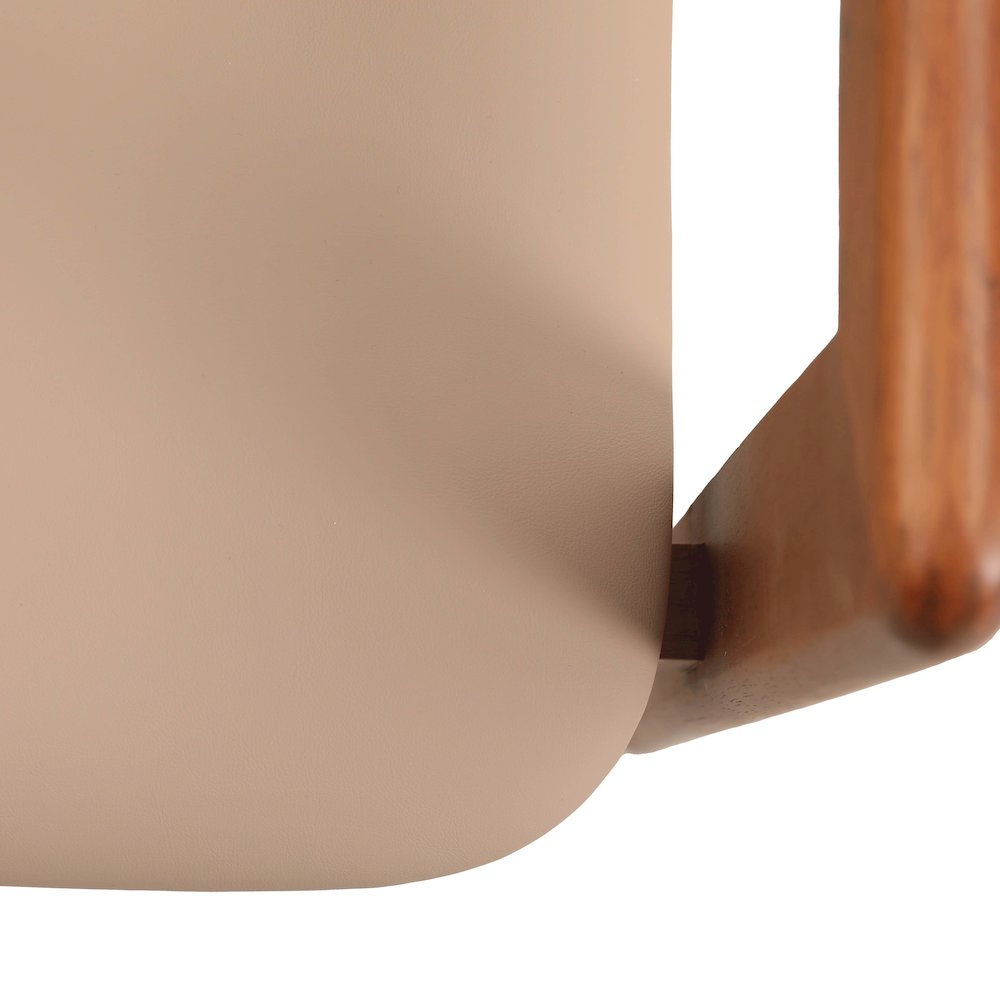 Velo Series Modern Dining Chair in Dark Natural Wood with Taupe Seat. Picture 14