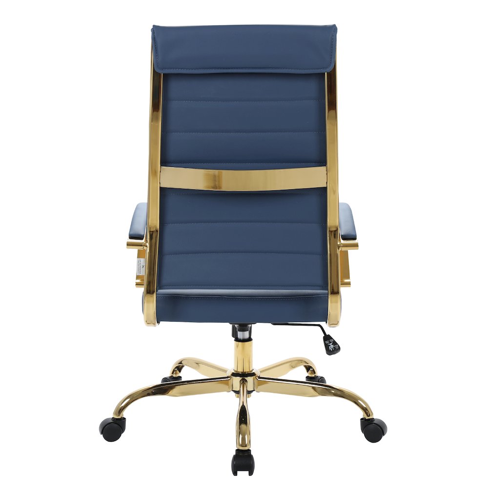 Benmar High-Back Leather Office Chair With Gold Frame. Picture 15