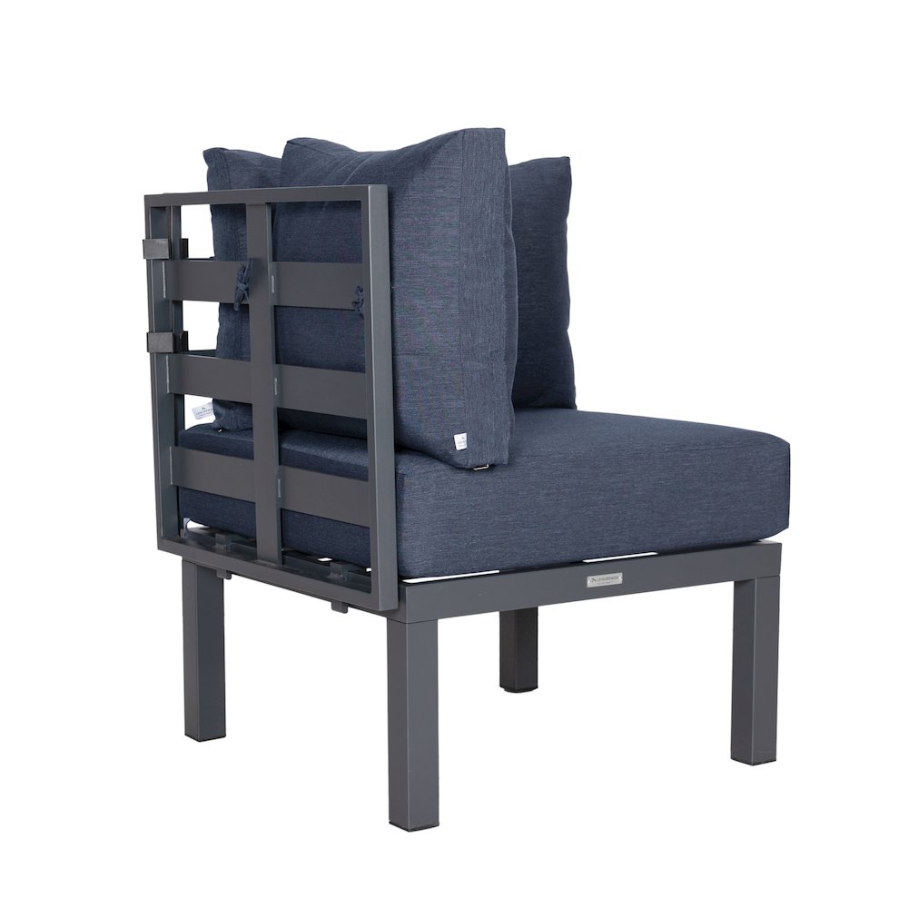 Chelsea 7-Piece Patio Sectional And Fire Pit Table Black Aluminum With Cushions. Picture 24