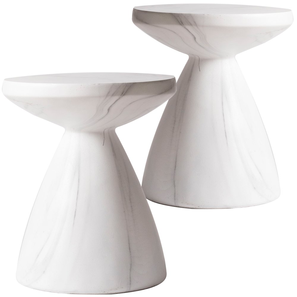 Dune Collection Fiberglass Outdoor Side Table in Marble White. Picture 20