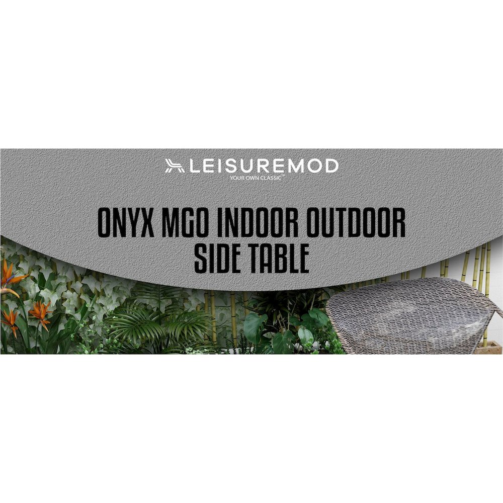 Onyx Collection Fiberglass Outdoor Side Table in Black. Picture 2